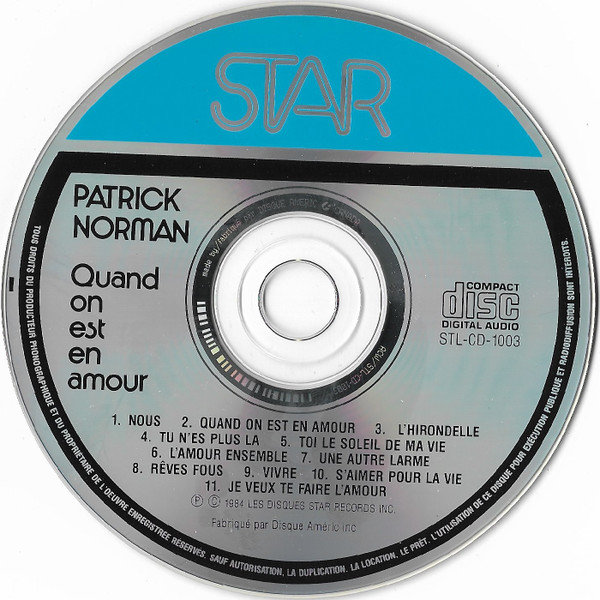 Patrick Norman - Quand On Est En Amour | Les Disques Star Records (STL-CD-1003) - 2