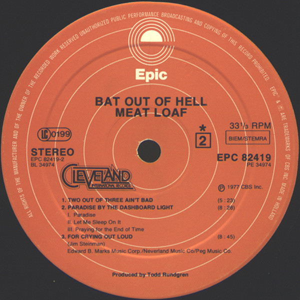 Meat Loaf - Bat Out Of Hell | Epic (EPC 82419) - 3