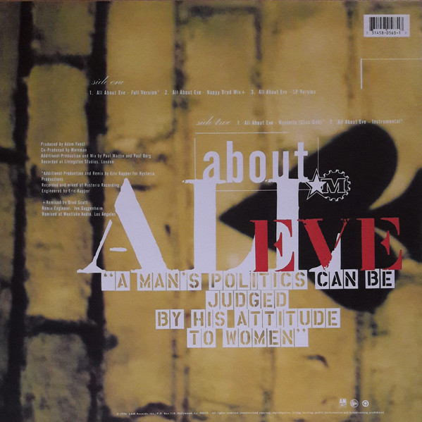 Marxman - All About Eve | A&M Records (31458 0563 1) - 2
