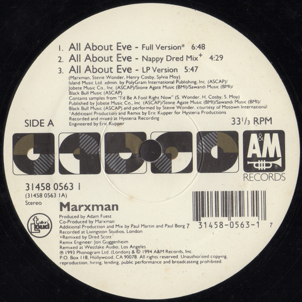 Marxman - All About Eve | A&M Records (31458 0563 1) - 3