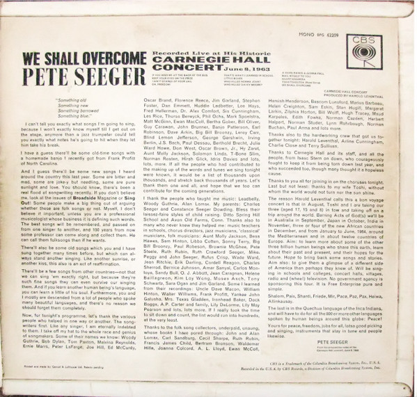Pete Seeger - We Shall Overcome | CBS (BPG 62209) - 3