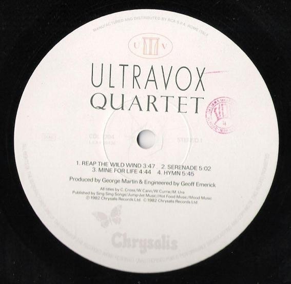 Ultravox - Quartet | Chrysalis (CDL 1394) - 3