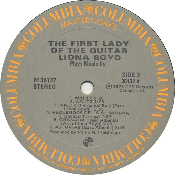 Liona Boyd - The First Lady Of The Guitar [Vinyl] | Columbia Masterworks (M 35137) - 4