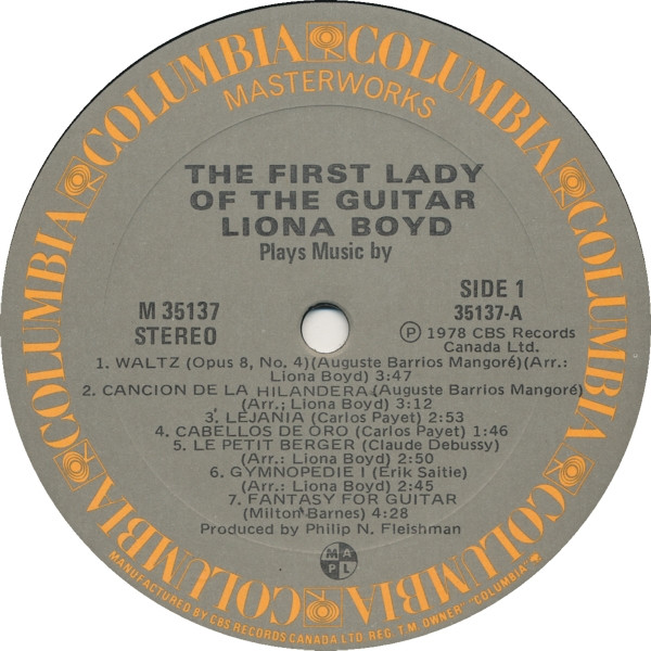 Liona Boyd - The First Lady Of The Guitar [Vinyl] | Columbia Masterworks (M 35137) - 3