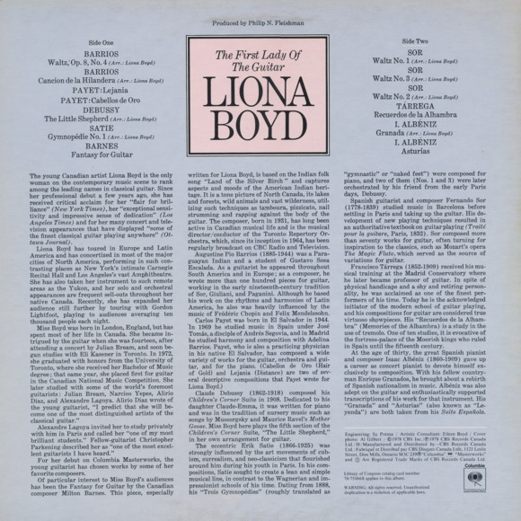 Liona Boyd - The First Lady Of The Guitar [Vinyl] | Columbia Masterworks (M 35137) - 2