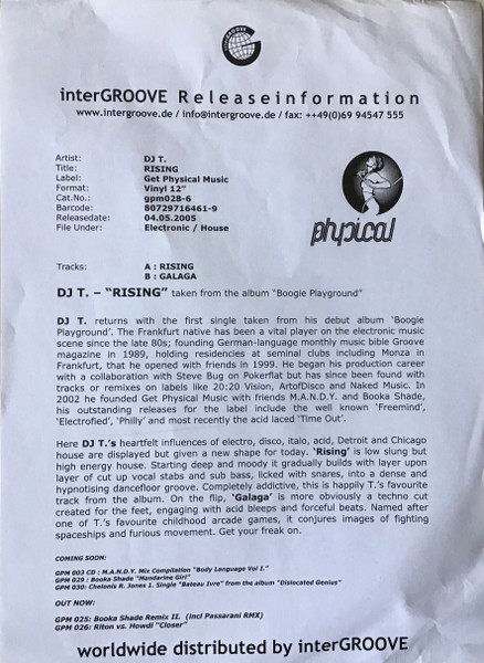 DJ T. - Rising | Get Physical Music (GPM 028-6) - 2 DJ T. - Rising | Get Physical Music (GPM 028-6) - 2