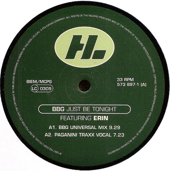 BBG Featuring Erin Lordan - Just Be Tonight | Hi Life Recordings (573 897-1) - 3