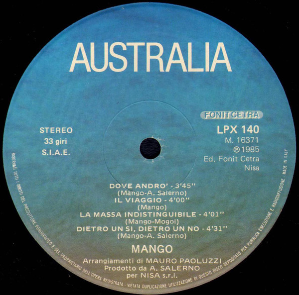 Mango - Australia | Fonit Cetra (LPX 140) - 3 Mango - Australia | Fonit Cetra (LPX 140) - 3