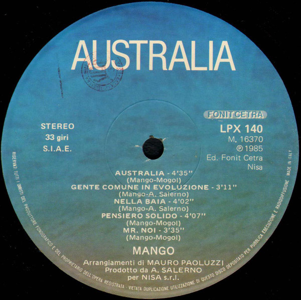 Mango - Australia | Fonit Cetra (LPX 140) - 4 Mango - Australia | Fonit Cetra (LPX 140) - 4