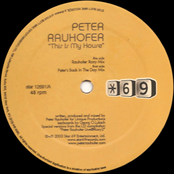 Peter Rauhofer - This Is My House | Star 69 Records (STAR 12691) Peter Rauhofer - This Is My House | Star 69 Records (STAR 12691)