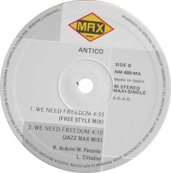 Antico - We Need Freedom Remix | Max Music (NM-489-MA) - 4
