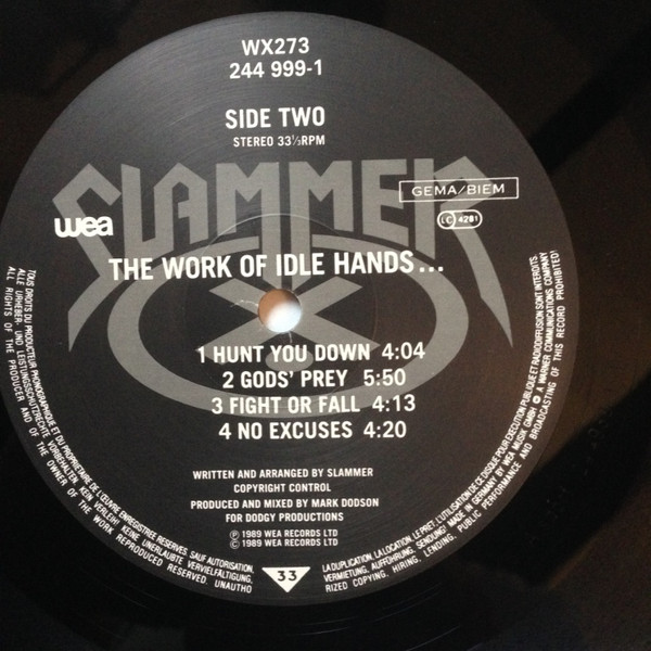Slammer - The Work Of Idle Hands... | WEA (244 999-1) - 4 Slammer - The Work Of Idle Hands... | WEA (244 999-1) - 4