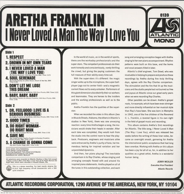 Aretha Franklin - I Never Loved A Man The Way I Love You | Rhino Vinyl (0349791112)