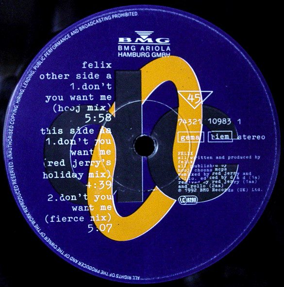 Felix - Don't You Want Me | Deconstruction (74321 10983 1) - 3 Felix - Don't You Want Me | Deconstruction (74321 10983 1) - 3