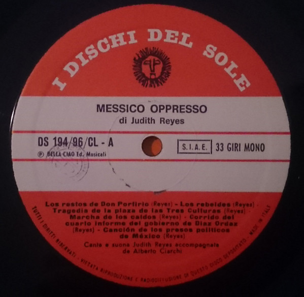 Judith Reyes - Messico Oppresso | I Dischi Del Sole (DS 194/96/CL)