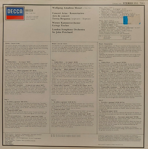 Teresa Berganza , Wolfgang Amadeus Mozart , Wiener Kammerorchester , György Fischer - Mozart: Concert Arias | Decca (SXL 7001) - 2 Teresa Berganza , Wolfgang Amadeus Mozart , Wiener Kammerorchester , György Fischer - Mozart: Concert Arias | Decca (SXL 7001) - 2