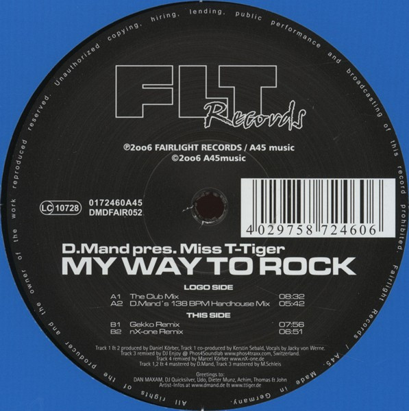 D.Mand pres. Miss T-Tiger - My Way To Rock | Fairlight Records (DMDFAIR052)