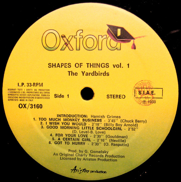 The Yardbirds - Shapes Of Things Volume 1 | Charly Records (ox 3160) - 2 The Yardbirds - Shapes Of Things Volume 1 | Charly Records (ox 3160) - 2