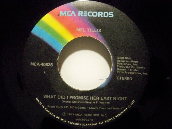 Mel Tillis - What Did I Promise Her Last Night | MCA Records (MCA-40836) - 2