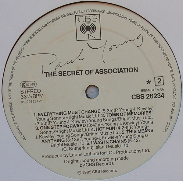 Paul Young - The Secret Of Association | CBS (26234) - 2 Paul Young - The Secret Of Association | CBS (26234) - 2