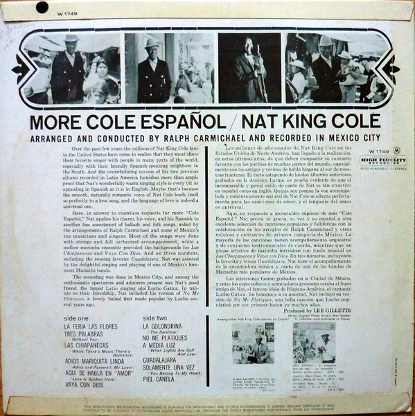 Nat King Cole - More Cole Español | Capitol Records (W1749) - 3