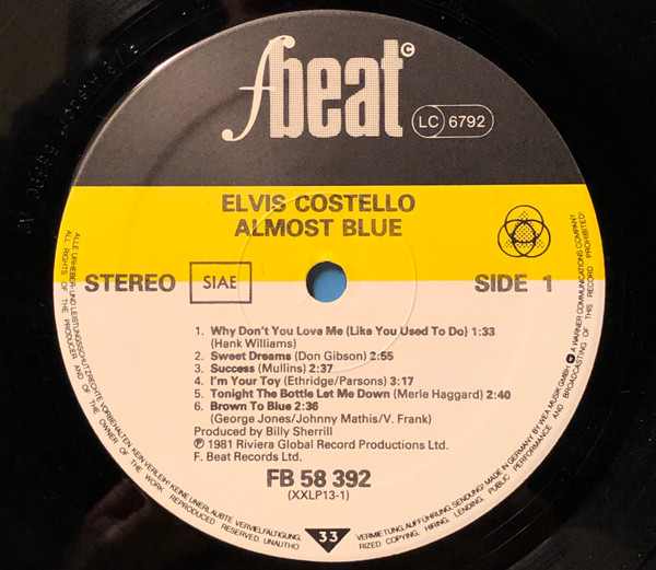 Elvis Costello & The Attractions - Almost Blue | F-Beat (FB K 58 392) - 3 Elvis Costello & The Attractions - Almost Blue | F-Beat (FB K 58 392) - 3