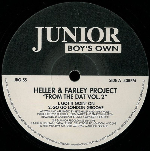 Heller & Farley Project - From The Dat Vol. 2 | Junior Boy's Own (JBO 55)