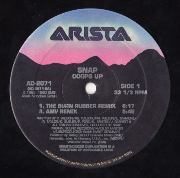 Snap - Ooops Up | Arista (AD-2071)