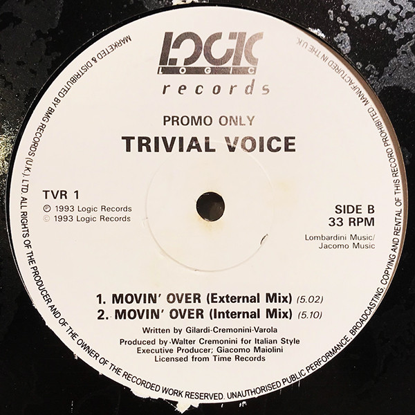 Trivial Voice - Movin' Over | Logic Records (TVR 1) - 2
