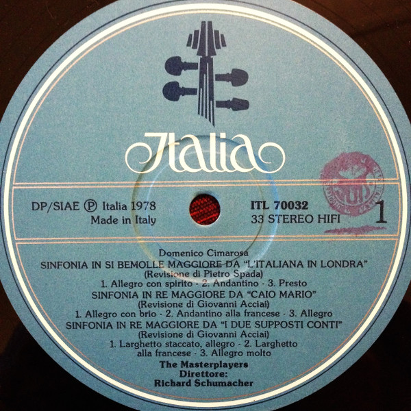 Domenico Cimarosa , Elżbieta Stefańska-Łukowicz , The Masterplayers , Richard Schumacher - Tre Sinfonie / Concerto Per Clavicembalo | Italia (ITL 70032) - 4