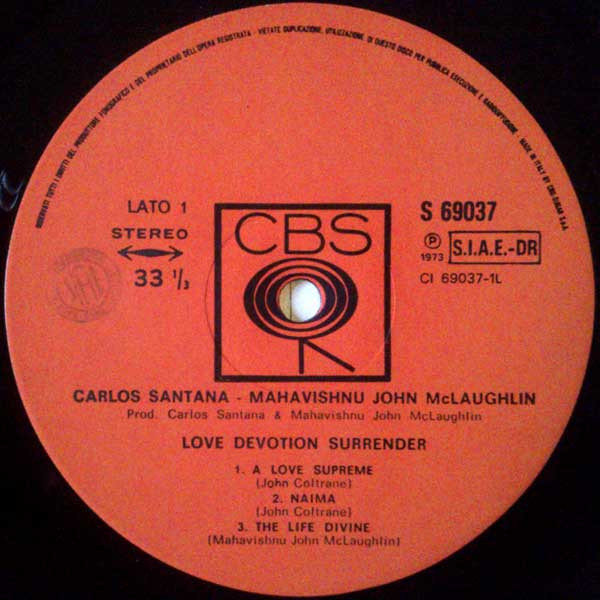 Carlos Santana / John McLaughlin - Love Devotion Surrender | CBS (S 69037) - 3 Carlos Santana / John McLaughlin - Love Devotion Surrender | CBS (S 69037) - 3