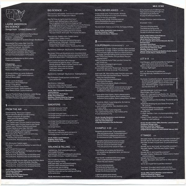 Laurie Anderson - Big Science | Warner Bros. Records (WB K 57 002) - 5 Laurie Anderson - Big Science | Warner Bros. Records (WB K 57 002) - 5