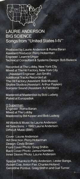 Laurie Anderson - Big Science | Warner Bros. Records (WB K 57 002) - 6 Laurie Anderson - Big Science | Warner Bros. Records (WB K 57 002) - 6