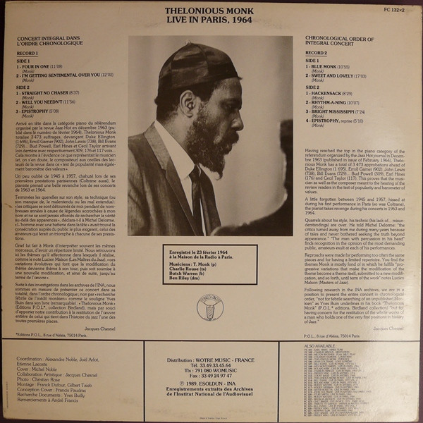 Thelonious Monk - Live In Paris, 1964 | France's Concert (FC 132x2) - 2
