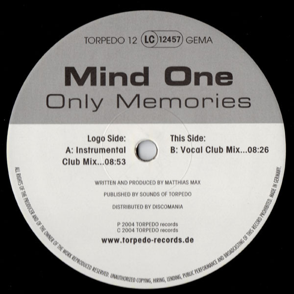 Mind One - Only Memories | Torpedo Records (TORPEDO 12) - 3 Mind One - Only Memories | Torpedo Records (TORPEDO 12) - 3