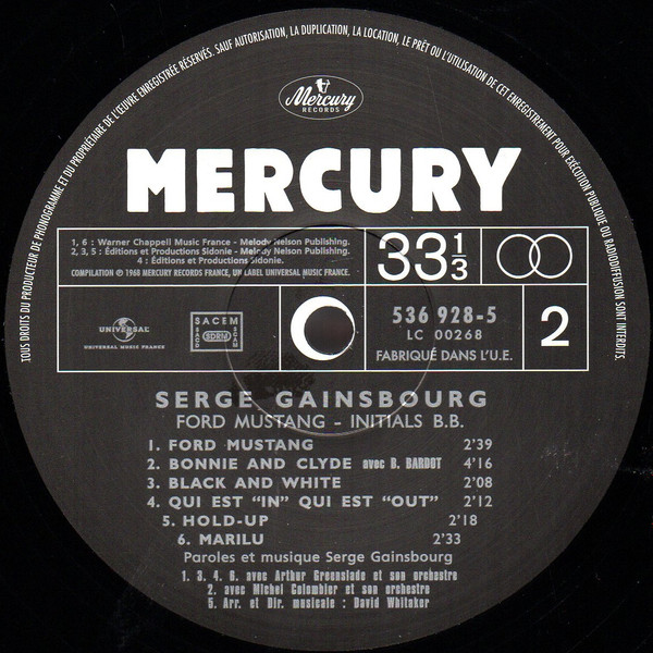 Serge Gainsbourg - Initials B.B. | Mercury (536 928-5) - 4