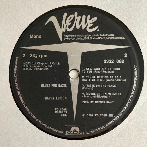 Harry Edison - Blues For Basie | Verve Records (2332 082) - 3 Harry Edison - Blues For Basie | Verve Records (2332 082) - 3
