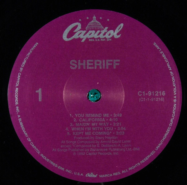 Sheriff - Sheriff | Capitol Records (C1 91216) - 3