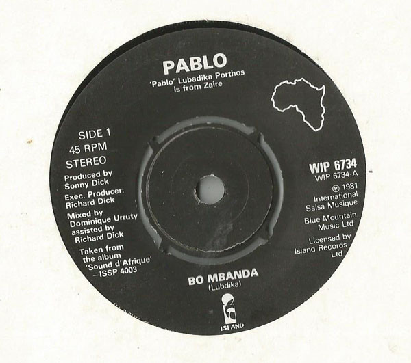 Pablo Lubadika Porthos - Bo Mbanda | Island Records (WIP 6734)