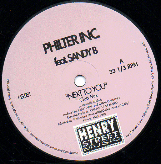 Philter Inc. Feat. Sandy B - Next To You | Henry Street Music (HS 581)