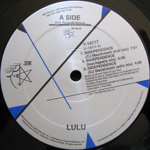 Lulu - Independence | SBK Records (Y-19777)