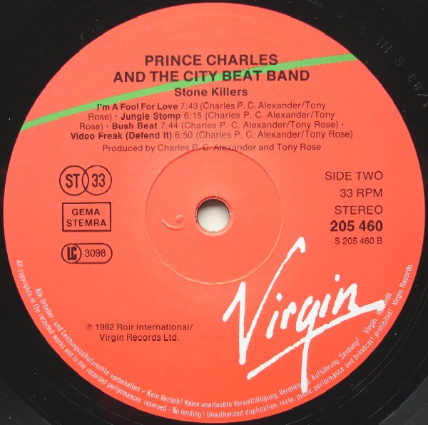Prince Charles And The City Beat Band - Stone Killers | Virgin (205 460) - 4