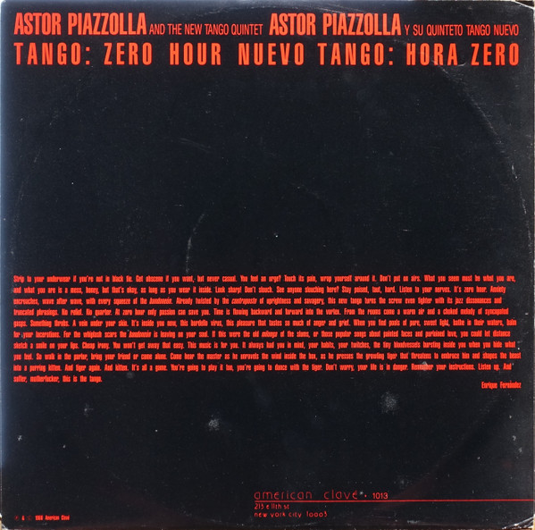 Astor Piazzolla Y Su Quinteto Tango Nuevo = Astor Piazzolla Y Su Quinteto Tango Nuevo - Tango: Zero Hour = Nuevo Tango: Hora Zero | American Clavé (AMCL1013) - 3