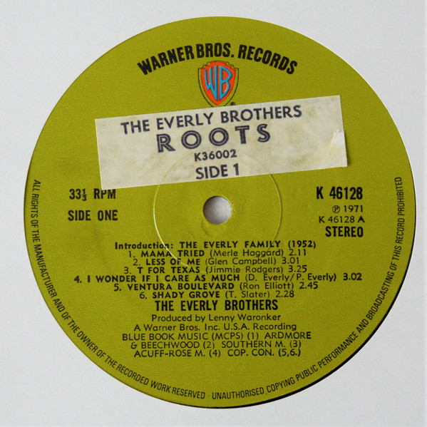 Everly Brothers - Roots | Warner Bros. Records (K46128) - 2