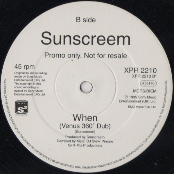 Sunscreem - When (The Underground Mixes) | Sony Soho Square (XPR2210) - 4