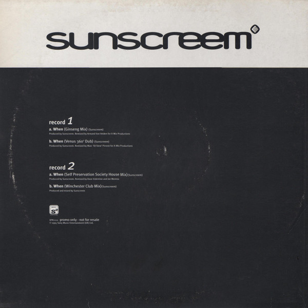 Sunscreem - When (The Underground Mixes) | Sony Soho Square (XPR2210) - 2