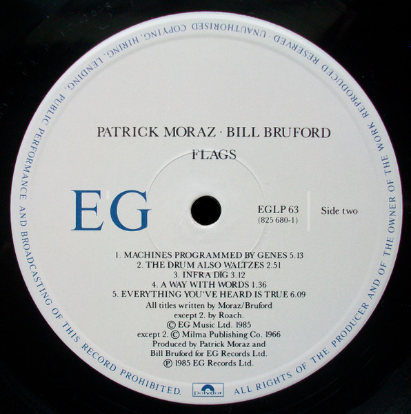 Patrick Moraz • Bill Bruford - Flags | EG (EGLP 63) - 4