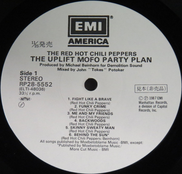 Red Hot Chili Peppers - The Uplift Mofo Party Plan | EMI America (RP28-5552) - main