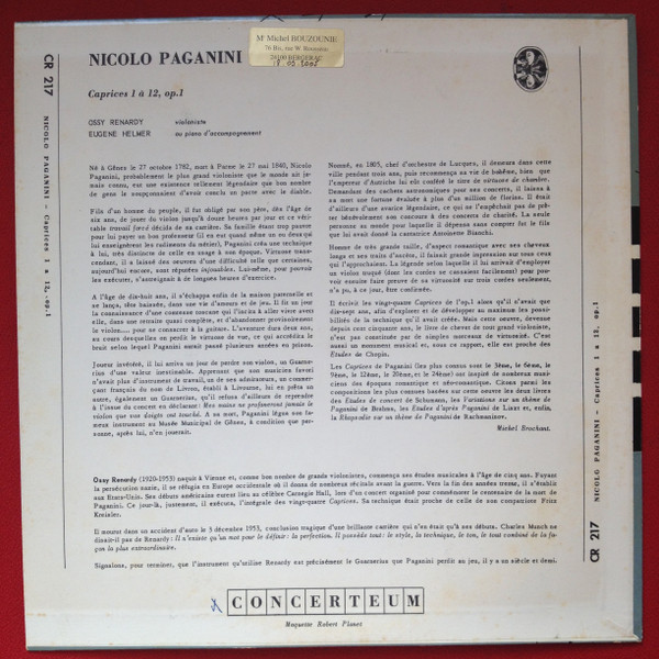 Ossy Renardy , Eugene Helmer , Niccolò Paganini - Paganini 12 Caprices Op.1 - N°1 à 12 | Concerteum (CR 217) - 2 Ossy Renardy , Eugene Helmer , Niccolò Paganini - Paganini 12 Caprices Op.1 - N°1 à 12 | Concerteum (CR 217) - 2