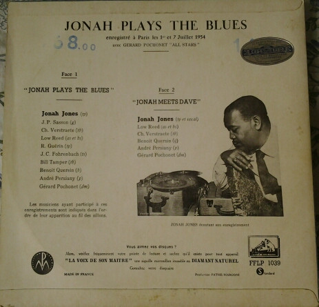 Jonah Jones And Gérard Pochonet All Stars - Jonah Plays The Blues | La Voix De Son Maître (FFLP 1039) - 2